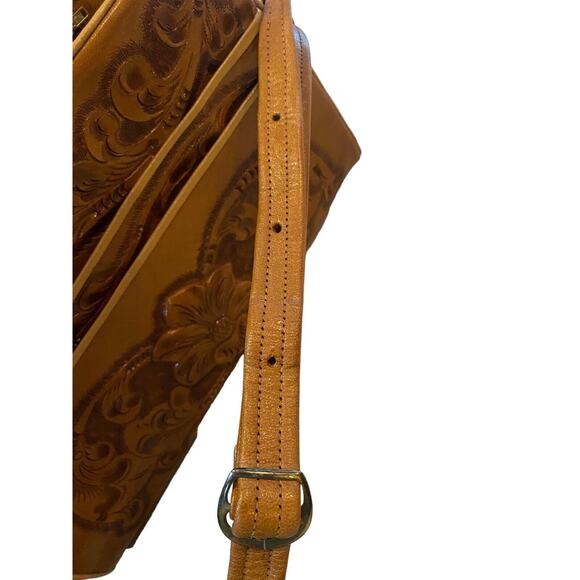 LOPEZ CAMACHO LEATHER HANDBAG, Hand Made In Mexico Indian Flower Excellent Cond - Picture 10 of 13